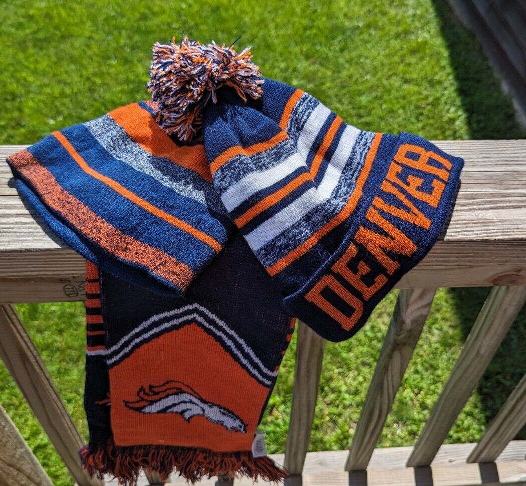 Denver Broncos NFL Fans Two Hats And A Scarf