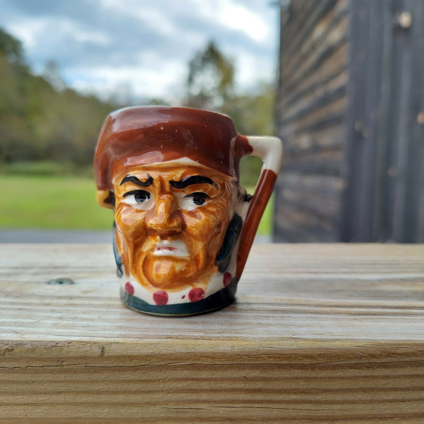 Vintage Ceramic Toby Mug Man W/Brown Nightcap Mini Mug W/Handle Made In Japan 3”