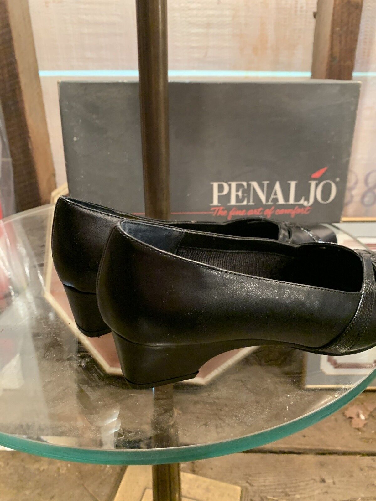 Penaljo Black  Leather Womens Heels 8.5