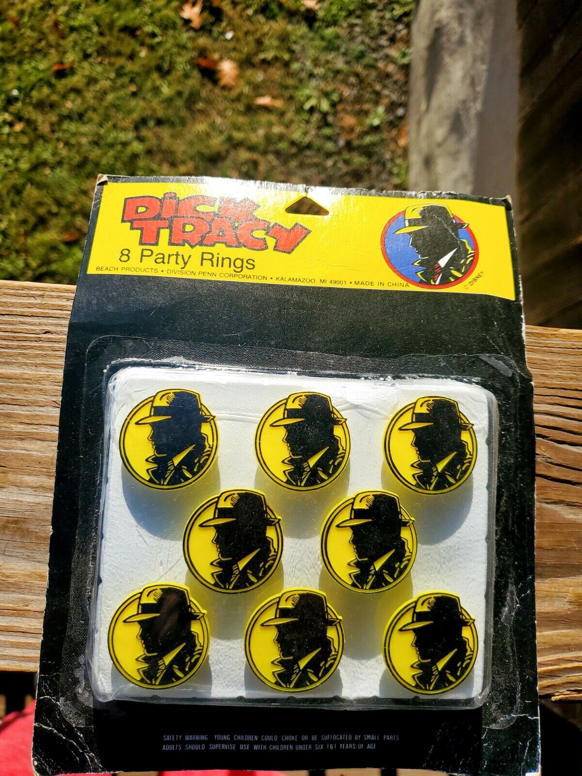 Dick Tracy Disney Party Rings Set Of Eight plastic Rings