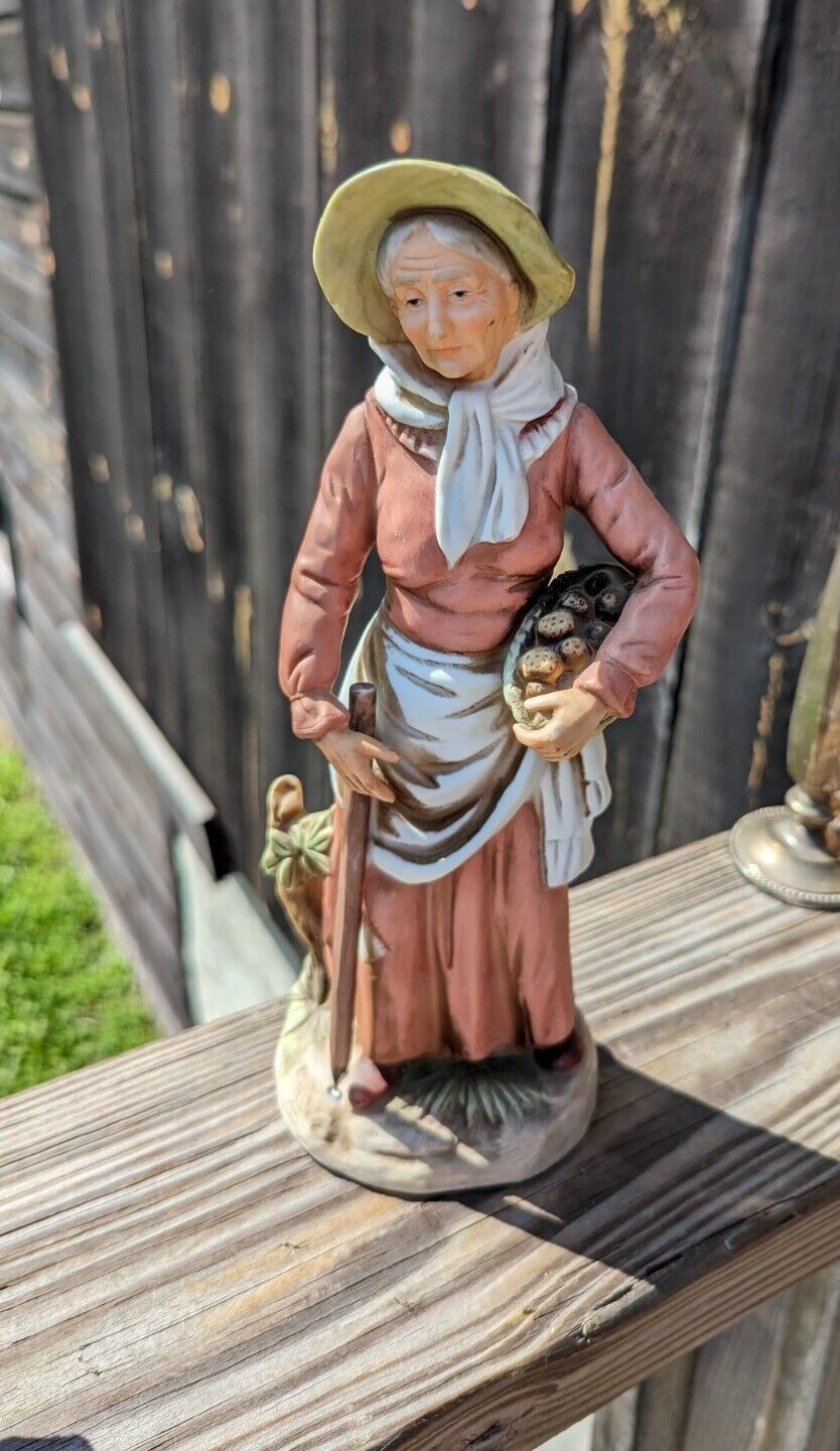 Vintage Homco Elderly Women 10" Ceramic Figurine