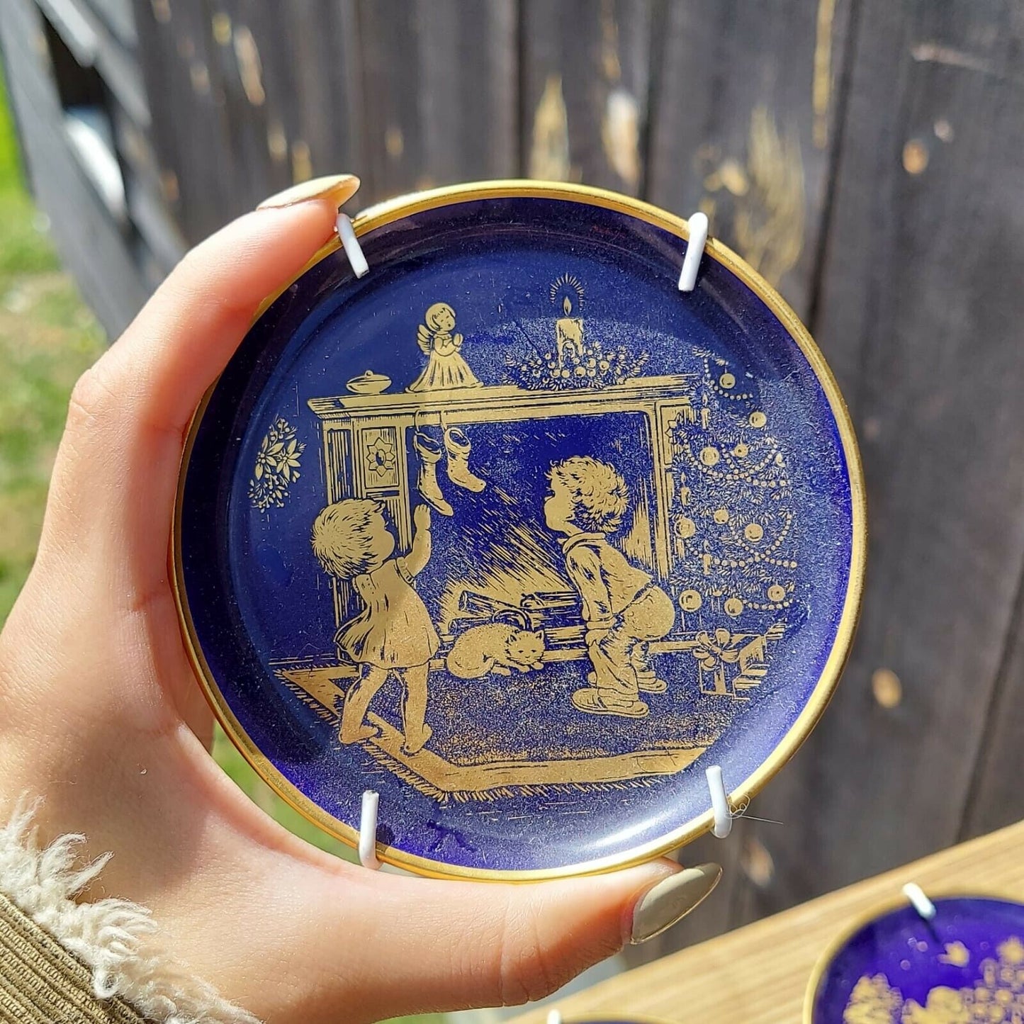 Lindner Kueps Bavaria Echt Cobalt Decorative Children wall Plates Set Of Four