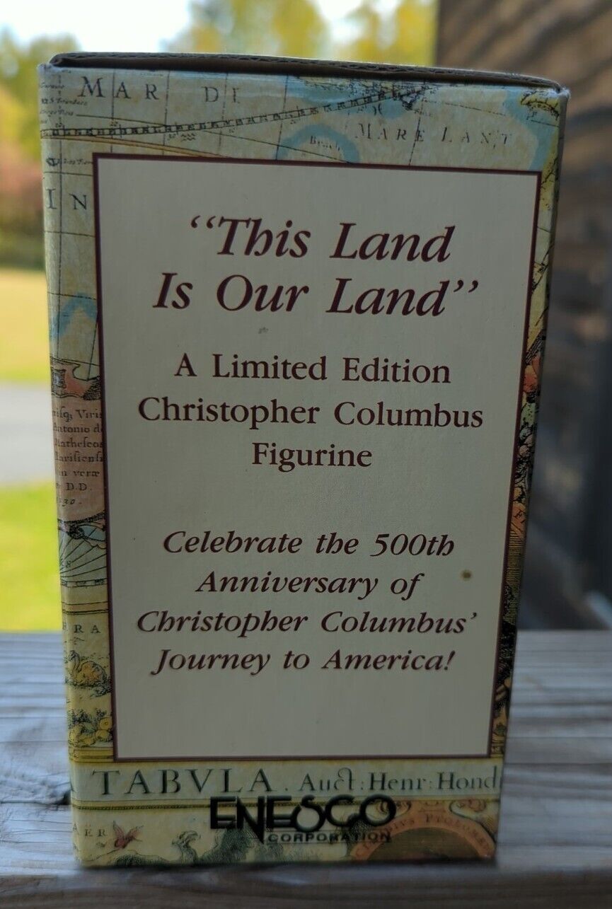 Enesco Precious Moments 1992 Christopher Columbus Figurine-This Land Is Our Land