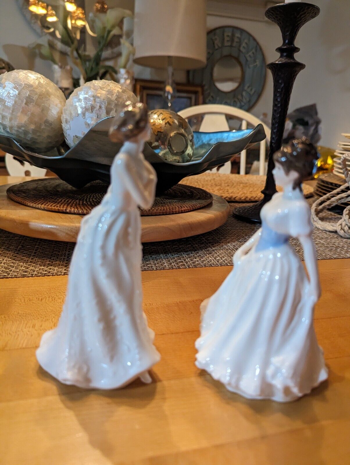 2 Vintage Royal Doulton Sentiments Figurines Melody & Cherish 6" Tall Figurines