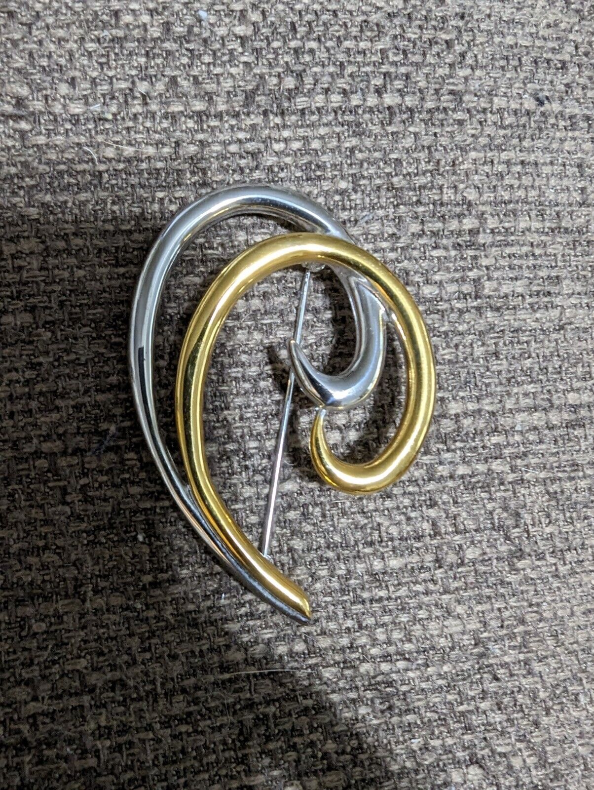 Vintage MONET Gold & Silver Tone Swirl  Brooch Pin