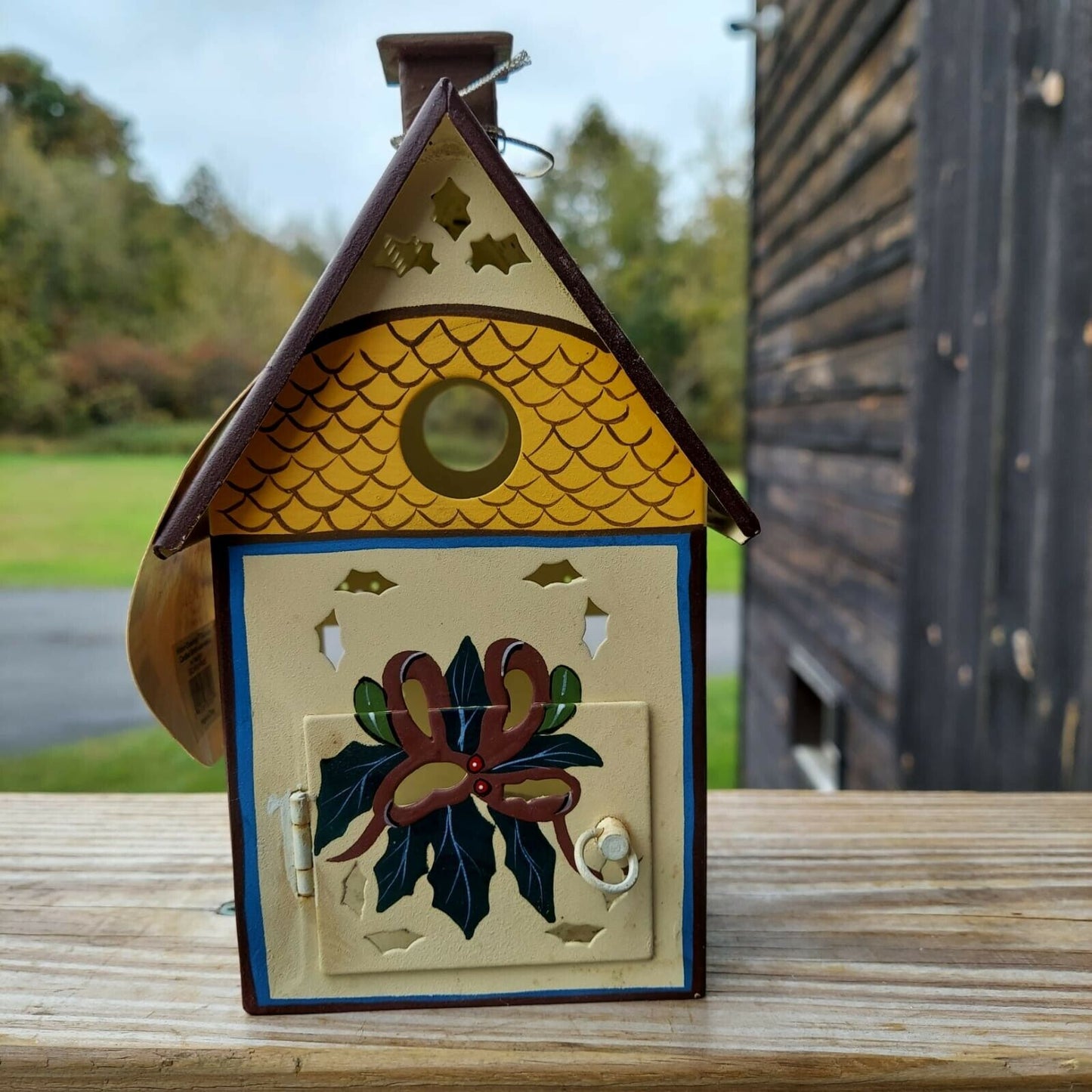 LENOX WINTER GREETINGS TOLEWARE CARDINAL BIRDHOUSE VOTIVE