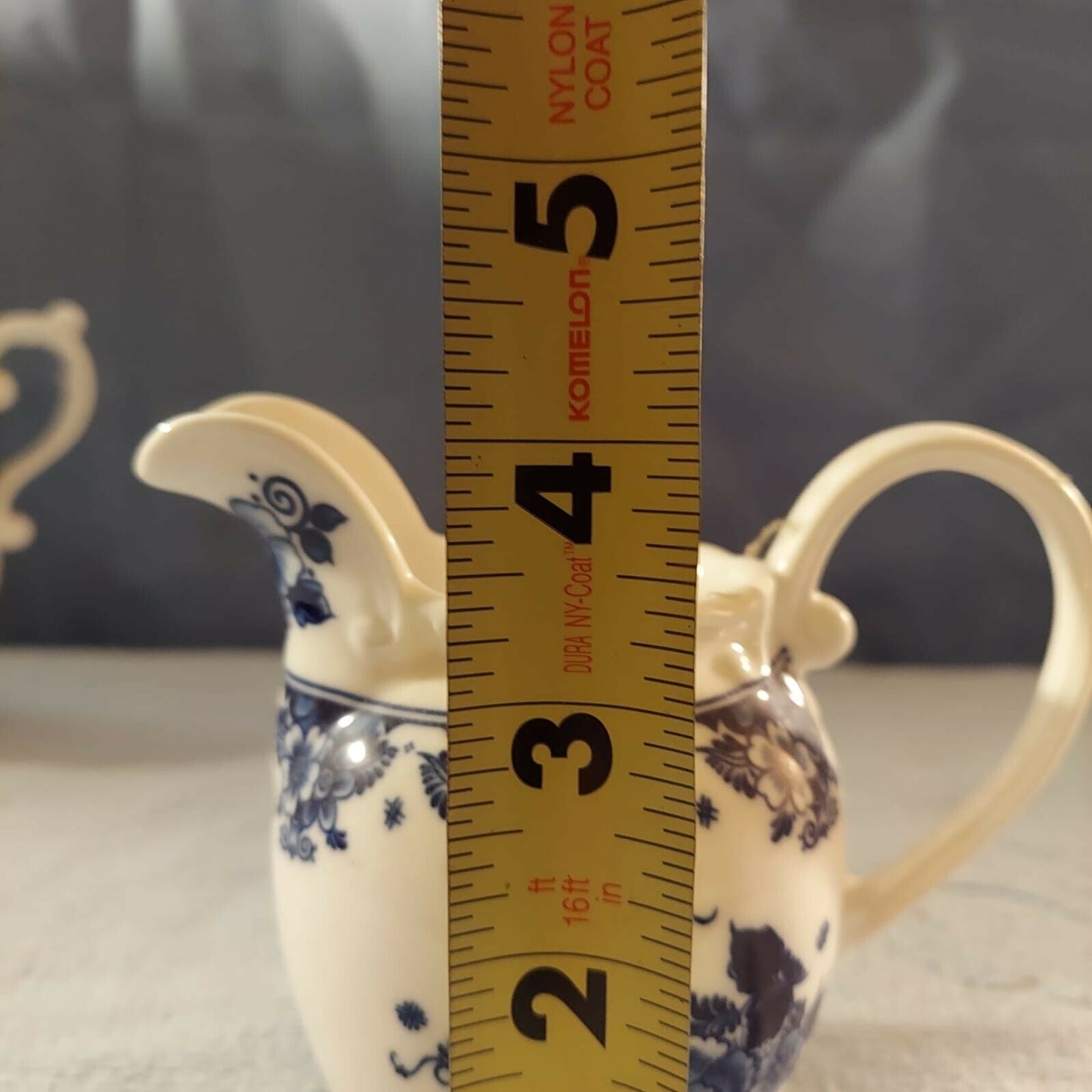 Set of Two London Pottery Blue White Victorian Floral Creamer Pitchers Tea