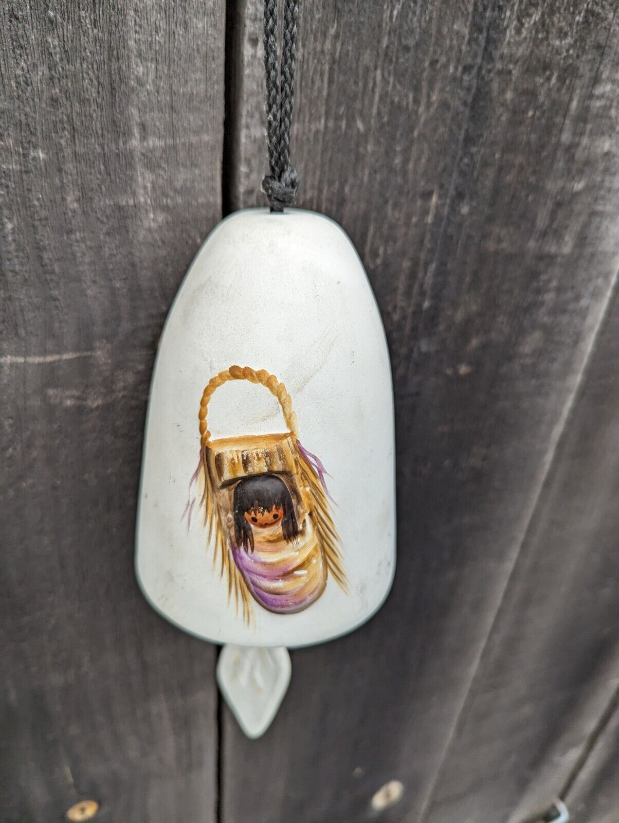 Vintage DeGrazia Native American Pottery Bell WindChime HandPainted Mother Child