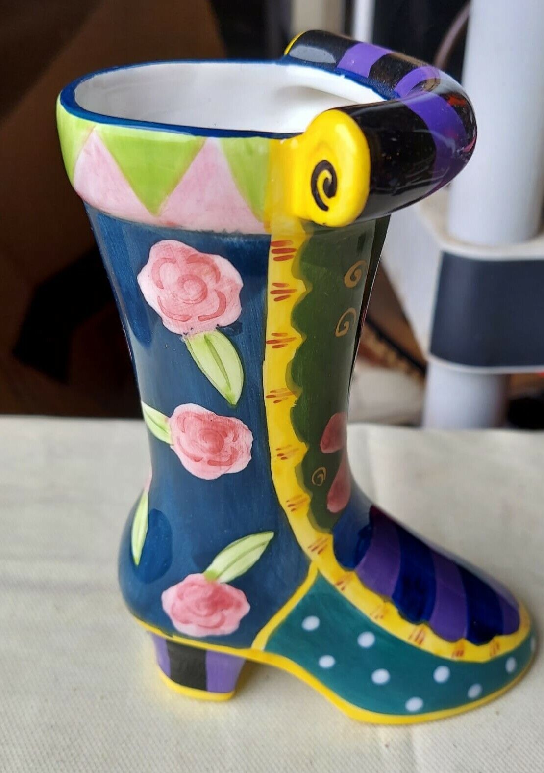 Milson And Louis Hand Painted Porcelain Boot.