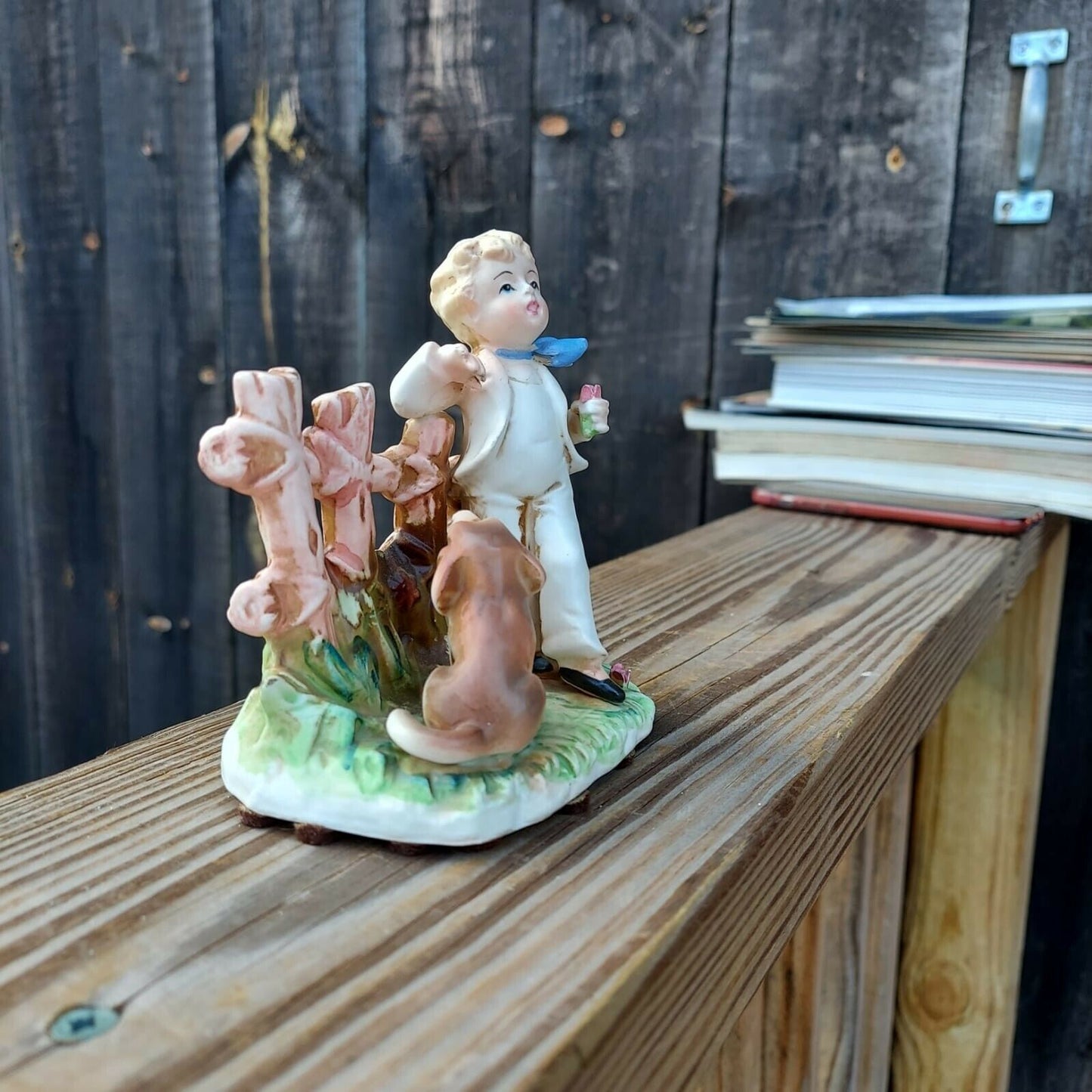 PM&M Germany Porcelain Figurine Boy With Dog