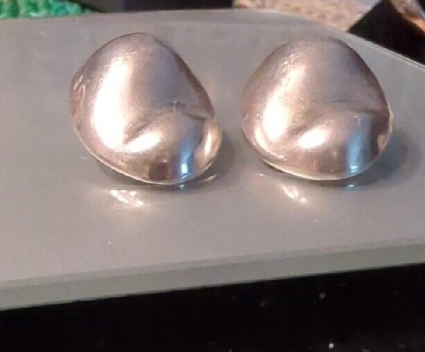 Large Puffy 925 Silver ClipOn Earrings 20 Grams 1.2 Inches eac Modernist Style