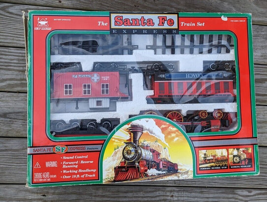 New Bright Industrial Toys SANTA FE Express TRAIN SET w/ Sound & Lights 1999 Box