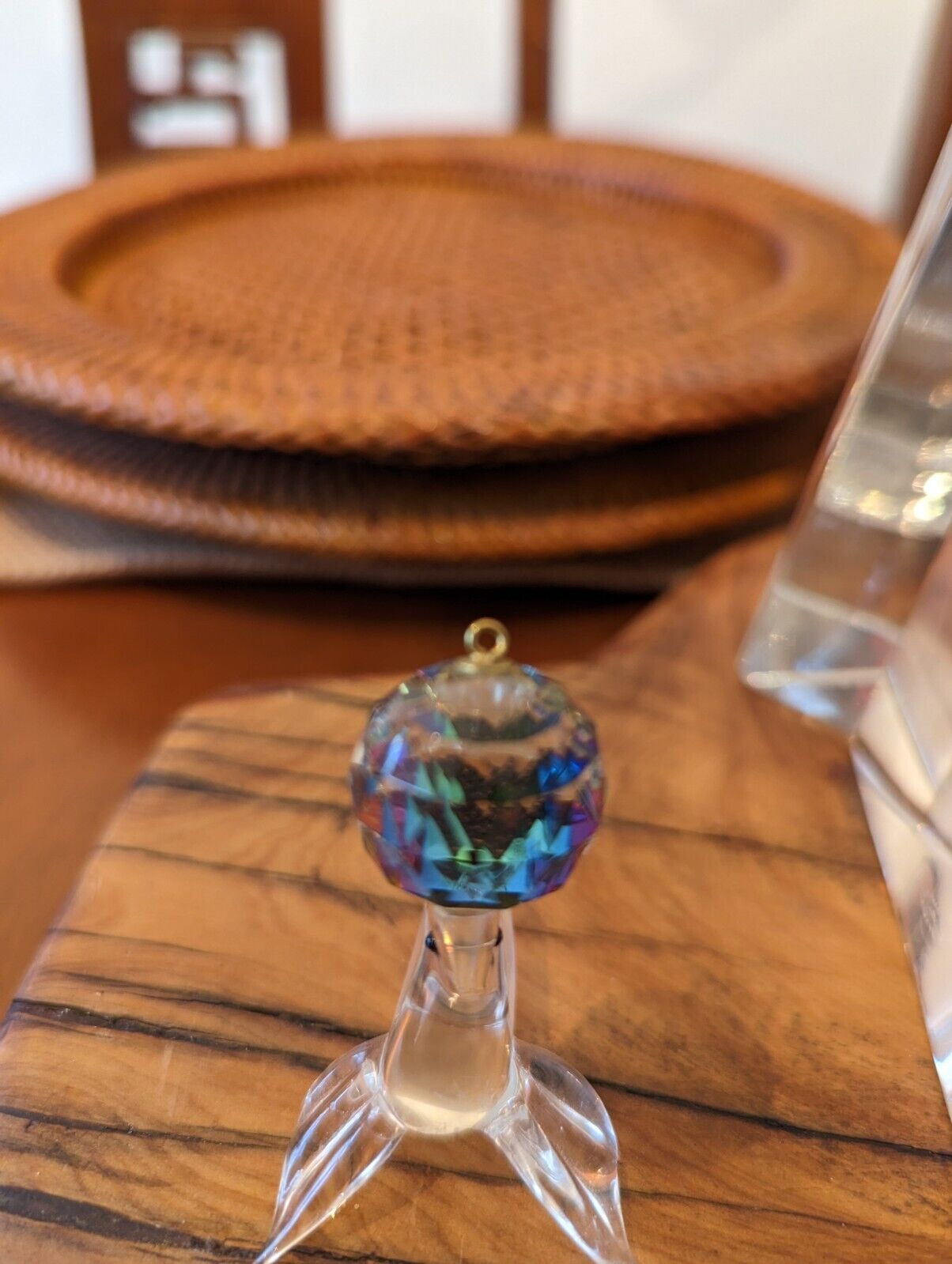 Glass Seal With Faceted Crystal Ball Ornament