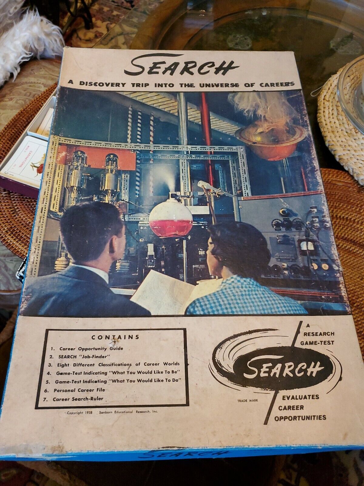 Sanborn Educational Inc , Search, Board Game , vintage 1958