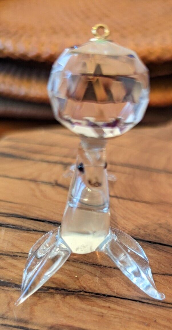 Glass Seal With Faceted Crystal Ball Ornament