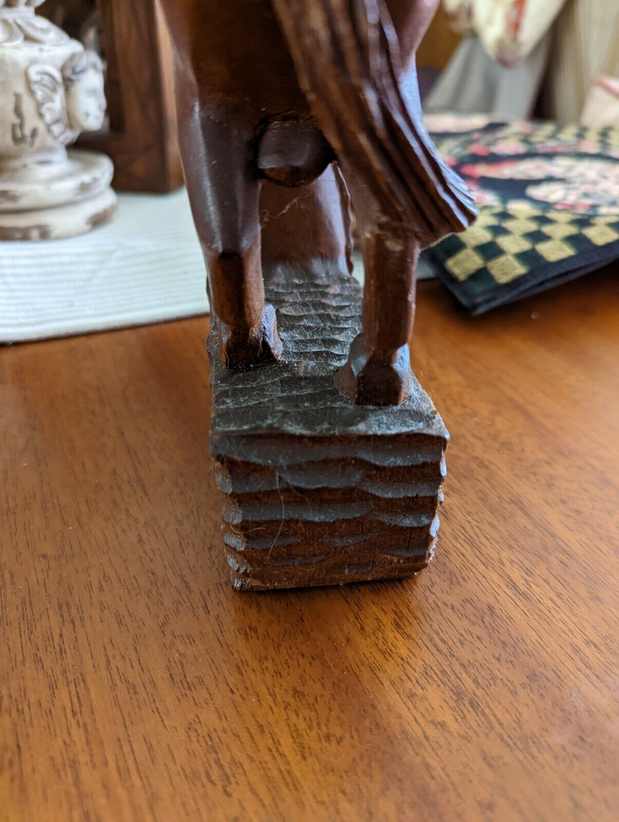 Vintage Solid Wood Carved Horse About 9" Tall By 5" Wide