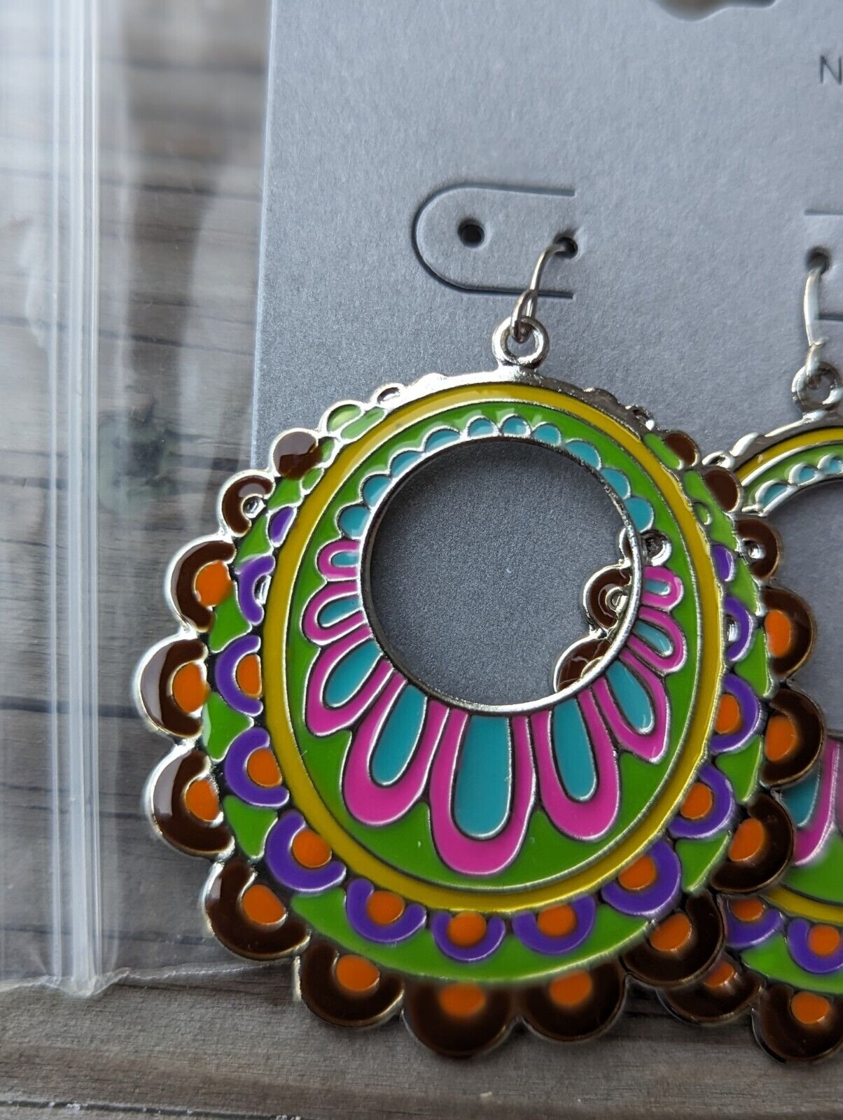 Paterned Turquoise Ethnic Tribal Hoop Earrings Nickel Free New With Target Tags