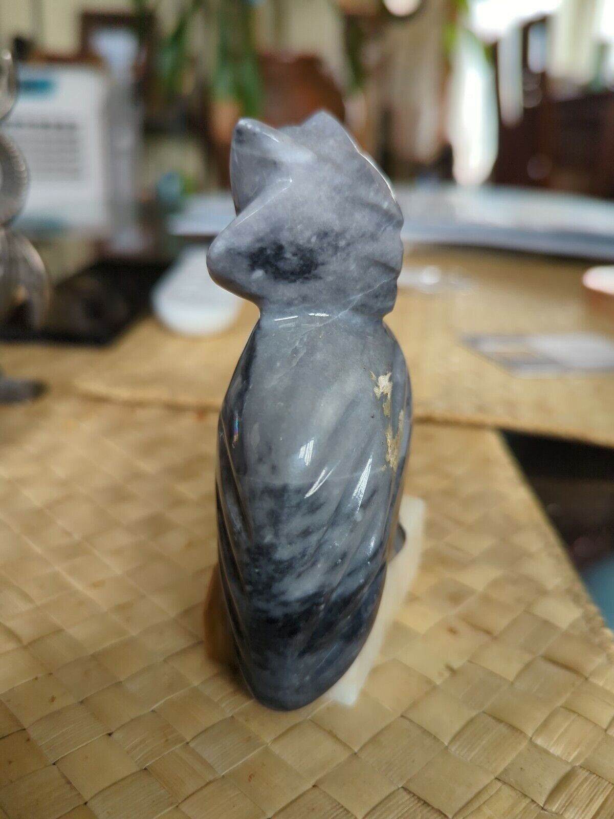 Marble Grey Owl On Block