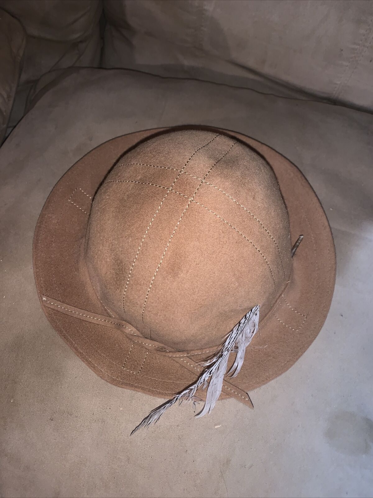 Vintage Adolfo II Brown Hat With Feather