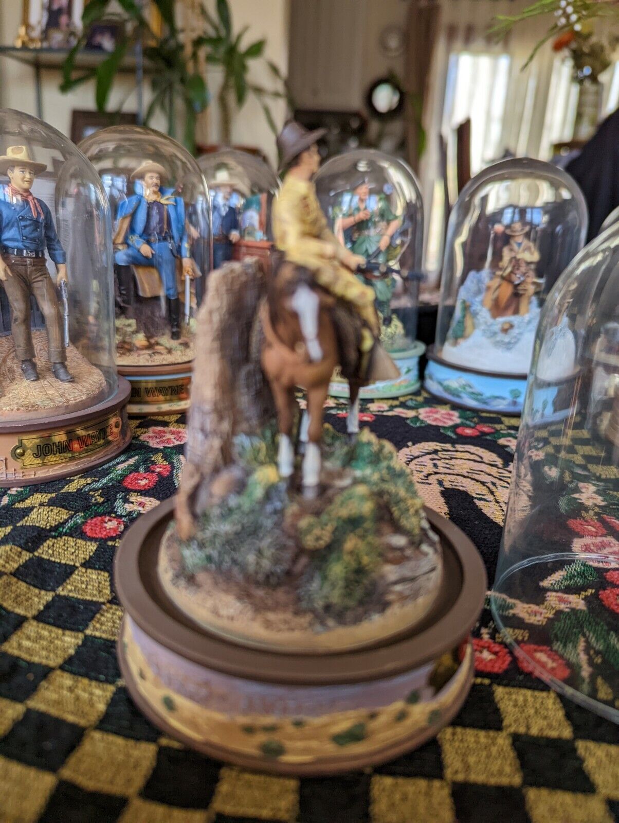 John Wayne - Franklin Mint Glass Dome Sculpture - Mounted Rider of the Plain's