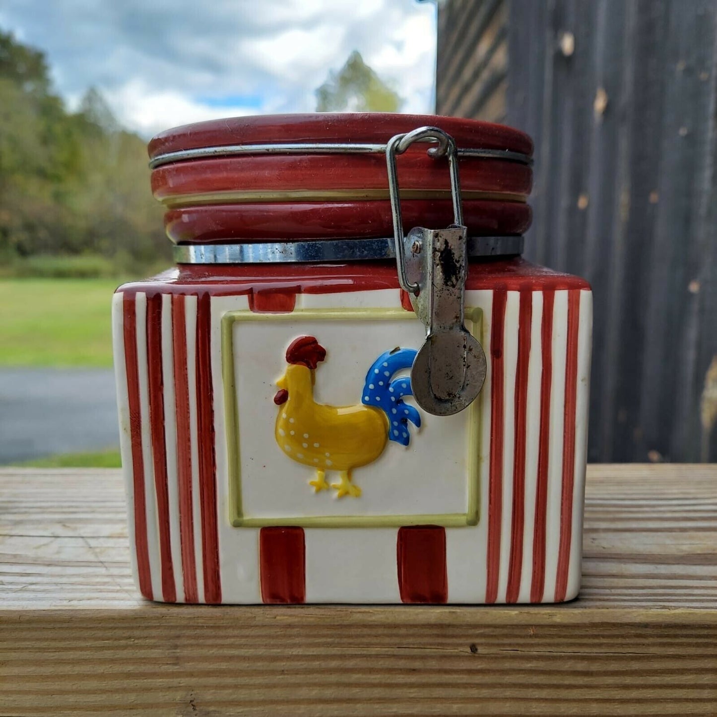 MSRF Inc Porcelain Rooster Kitchen Canister