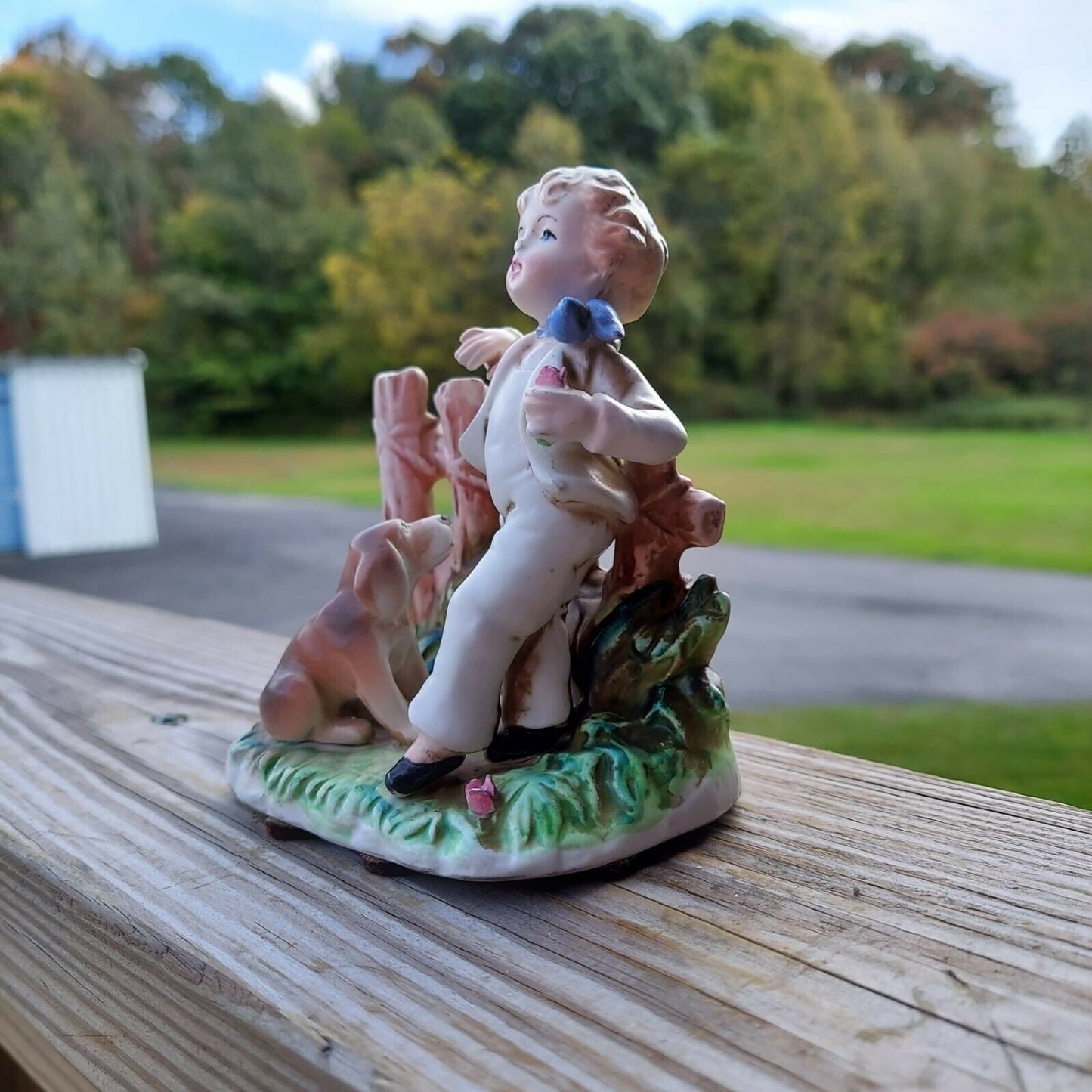 PM&M Germany Porcelain Figurine Boy With Dog