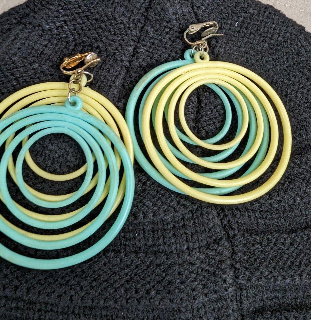 Vintage Seventies Spiral Loops Large Plastic Earings