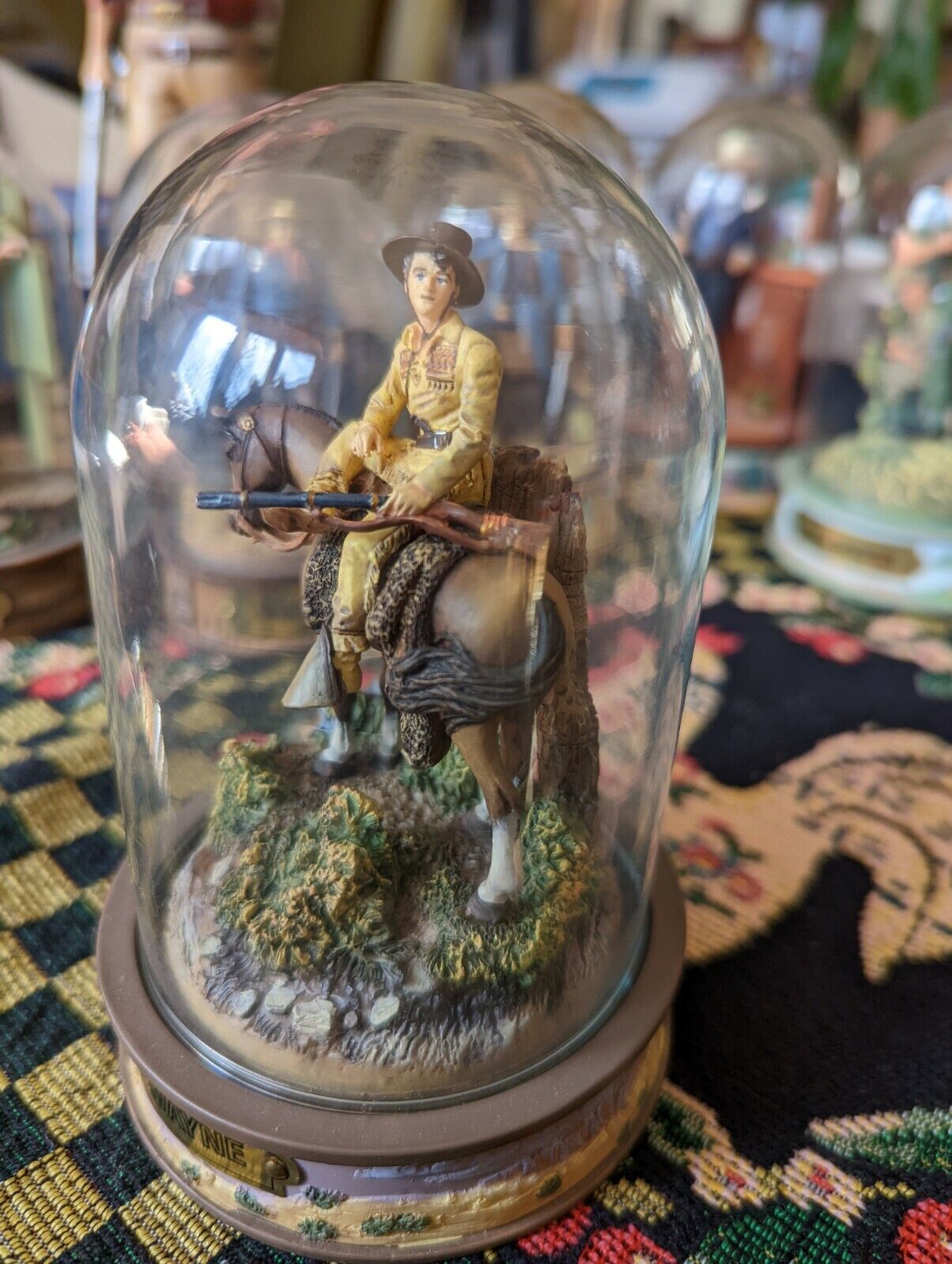 John Wayne - Franklin Mint Glass Dome Sculpture - Mounted Rider of the Plain's