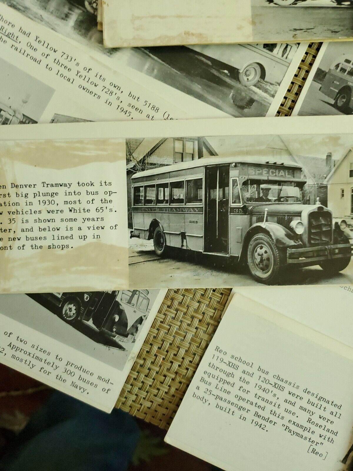 Early 1900s Buses Collection Picture Cards with typed written description.