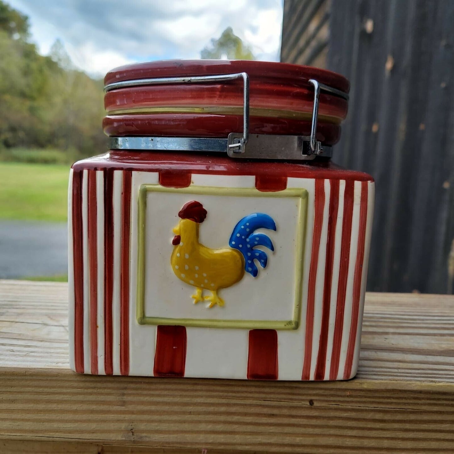 MSRF Inc Porcelain Rooster Kitchen Canister