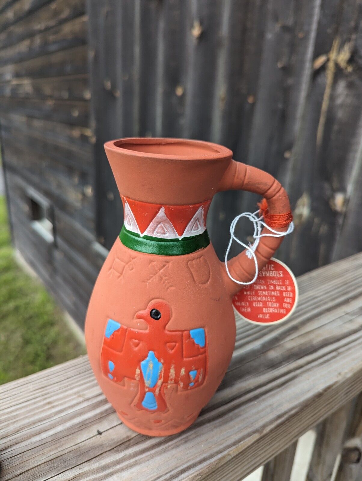 Vintage 6.5" Native Indian Wedding Pitcher Terracotta Clay JAPAN (B26)