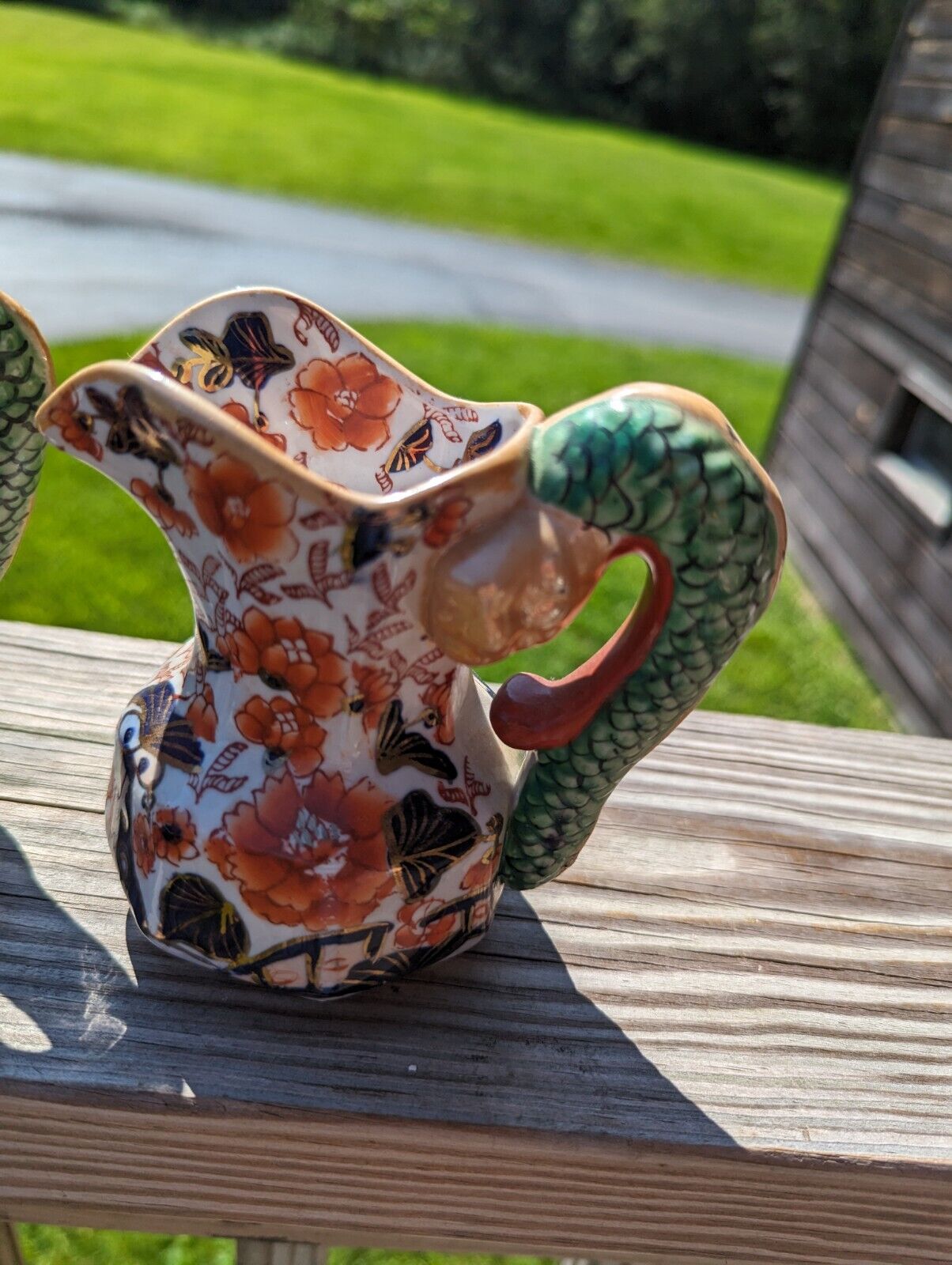 Two(!) Mason’s Ironstone Imari Pitchers With Hydra Handles Multicolor Lively 6"