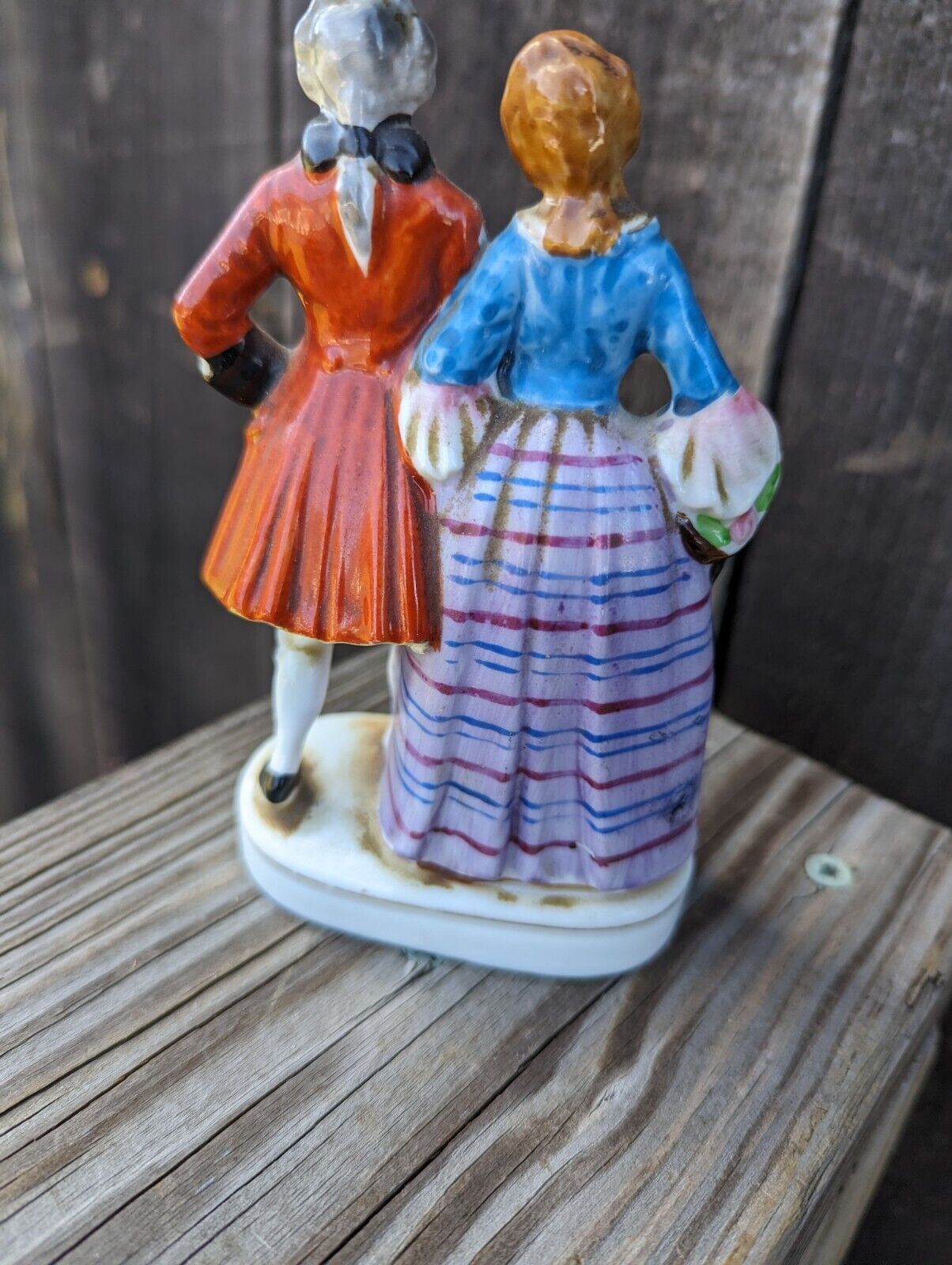 VINTAGE OCCUPIED JAPAN PORCELAIN BISQUE VICTORIAN COUPLE FIGURINES 1946-1952