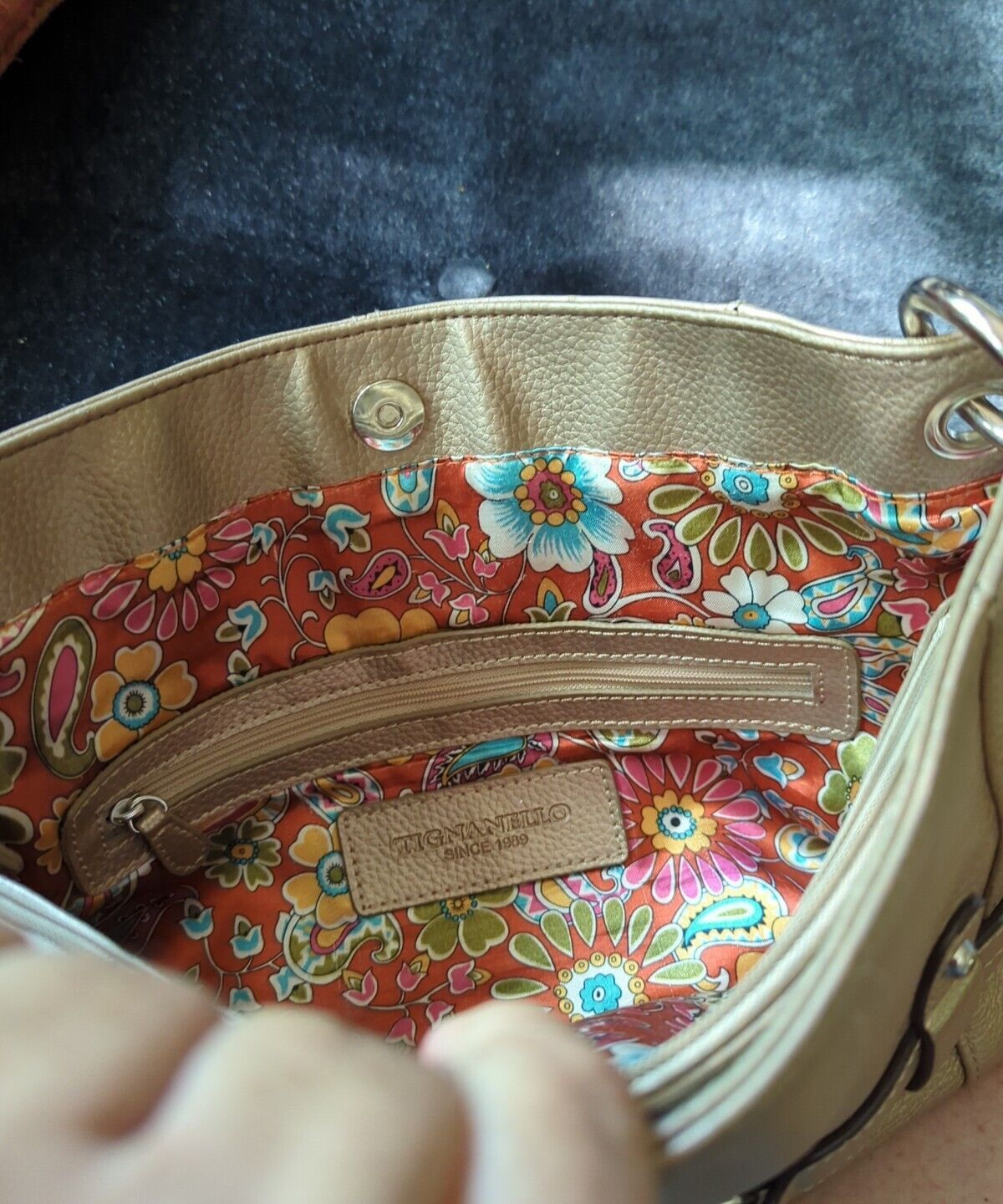 Vintage Gold Tignanello Purse Large 12"