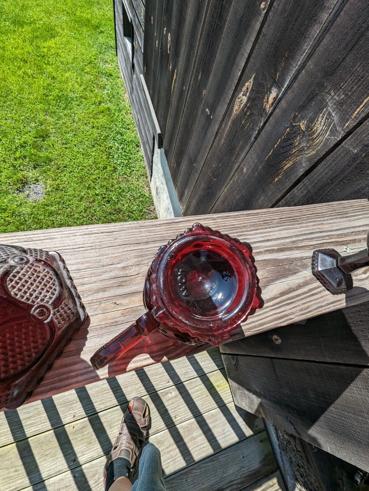 Three Avon Ruby Red Glass Ware Lot