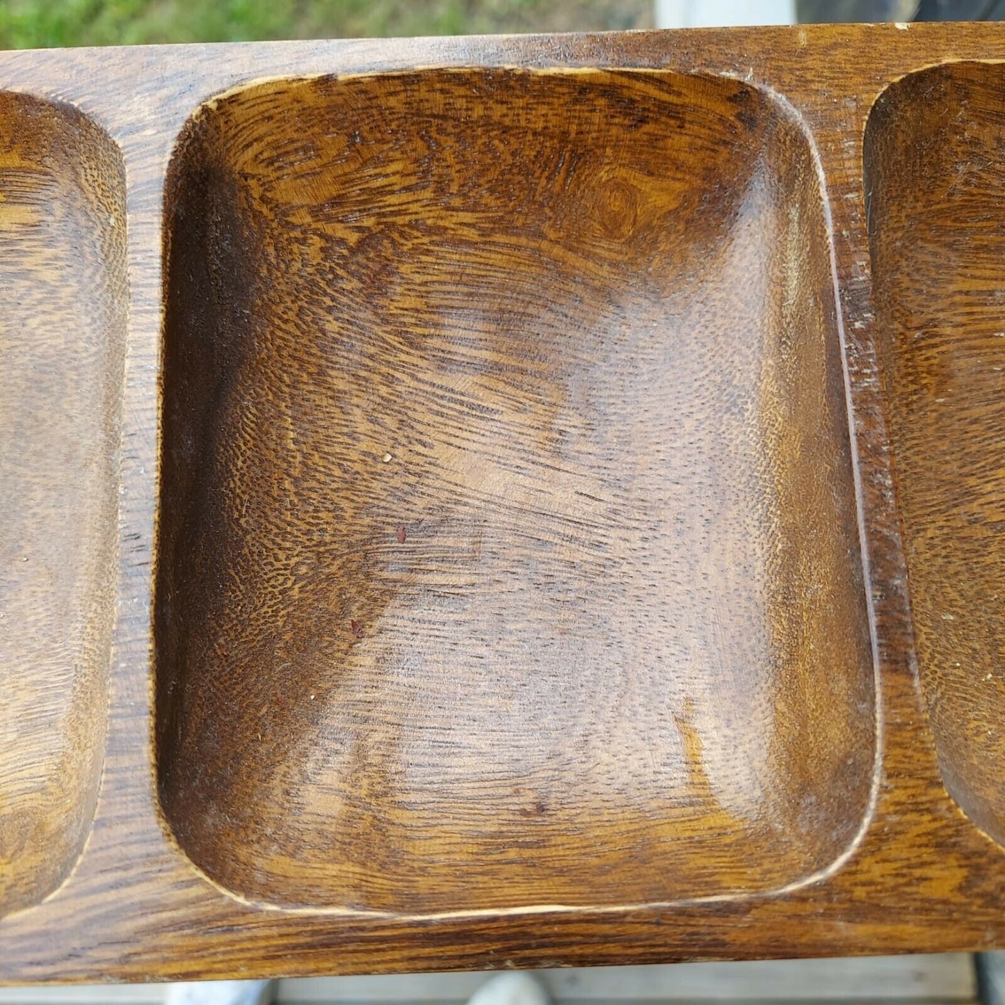 Authentic Kitchen, Three Compartments Wooden Serving Tray Made In Phillipines