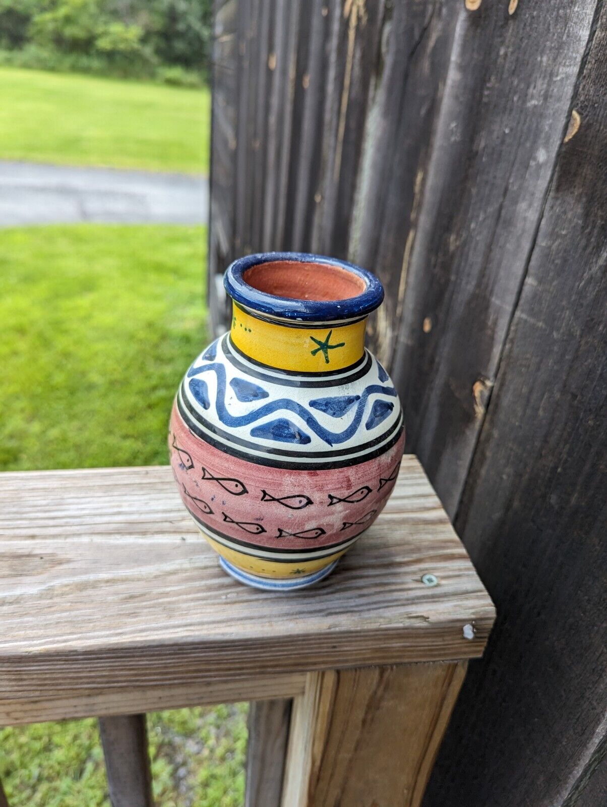 Moroccan Clay Pottery Hand Painted Vase