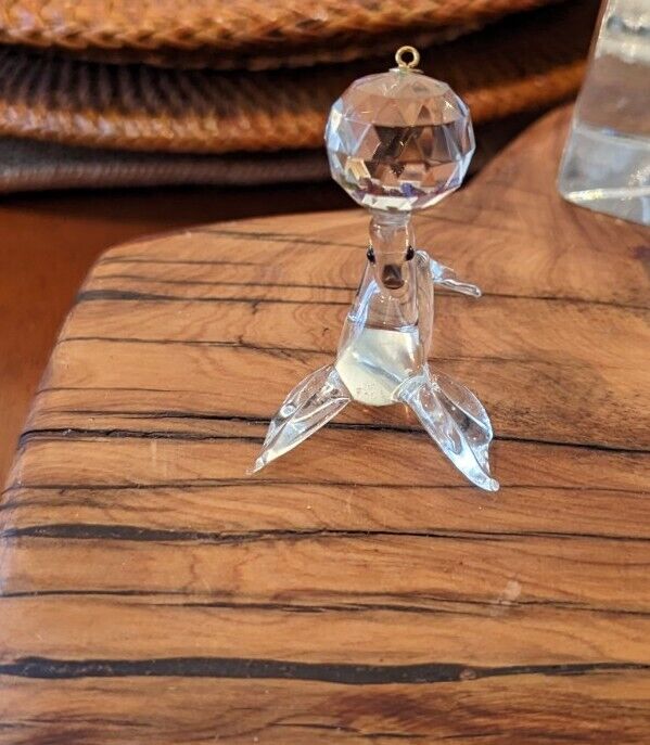 Glass Seal With Faceted Crystal Ball Ornament