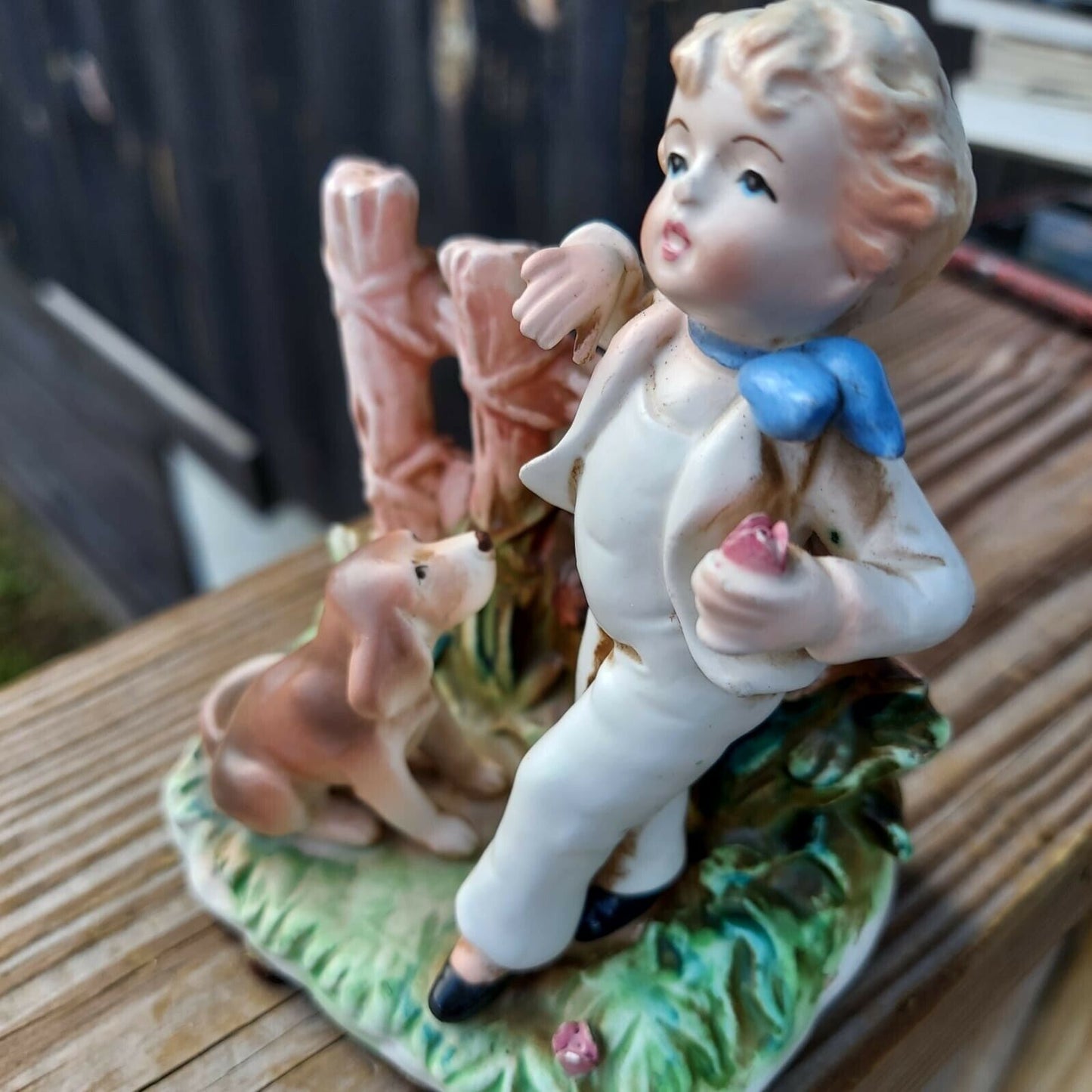 PM&M Germany Porcelain Figurine Boy With Dog