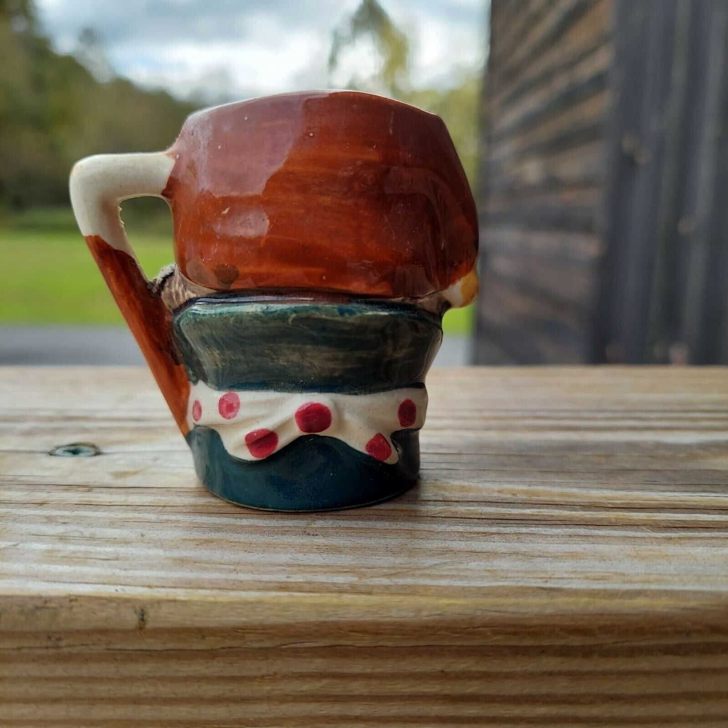 Vintage Ceramic Toby Mug Man W/Brown Nightcap Mini Mug W/Handle Made In Japan 3”