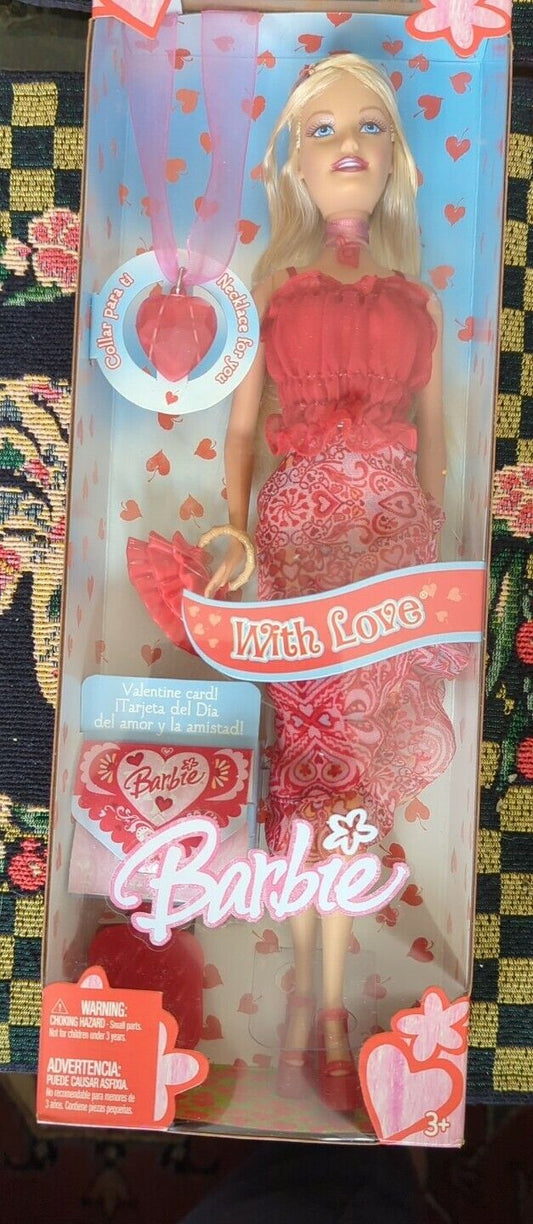 With Love Valentine Barbie Doll With Comb, Bag & Necklace New in Box