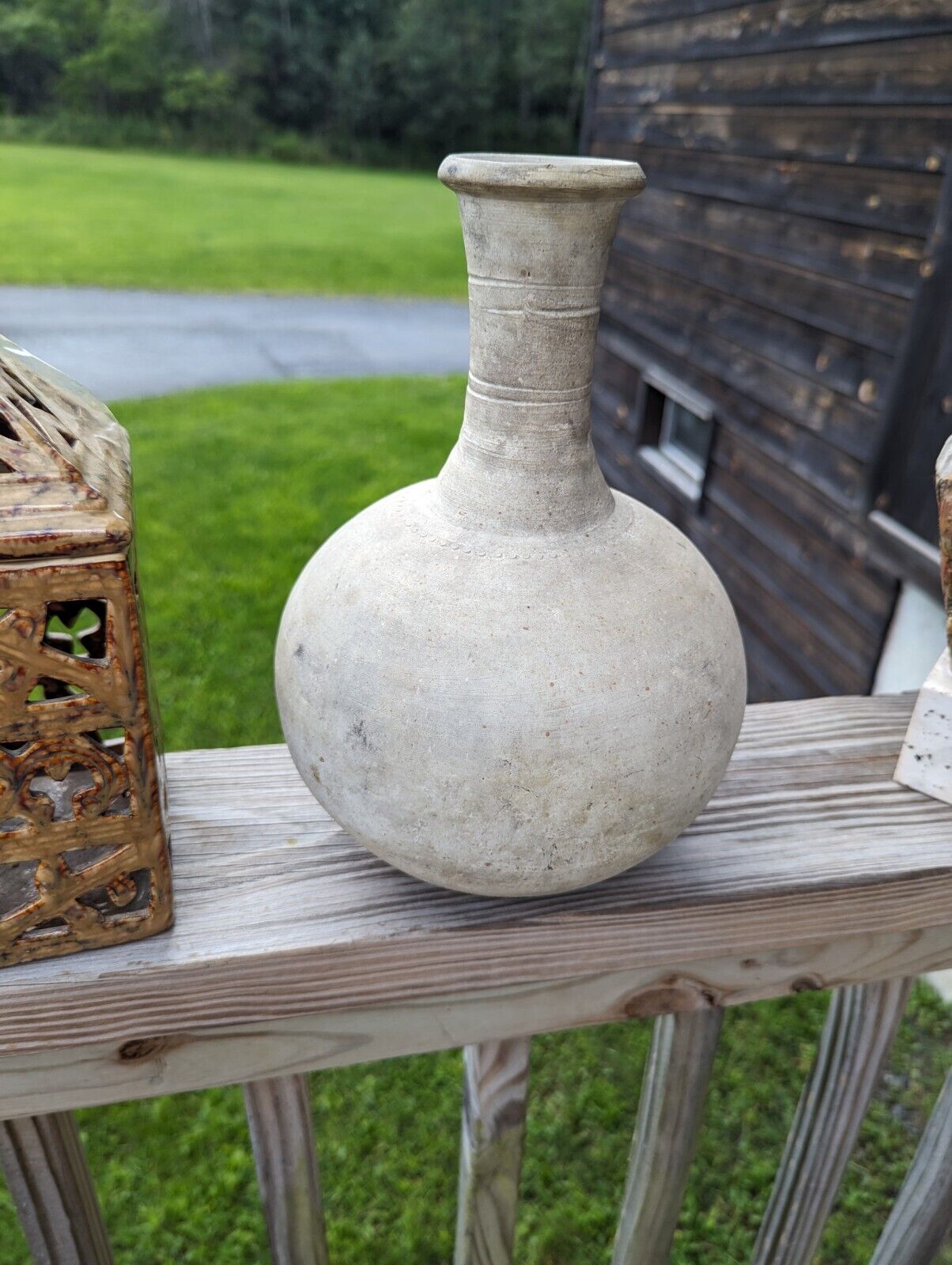 Vintage Ceramic Long Neck Round Bottom Jug