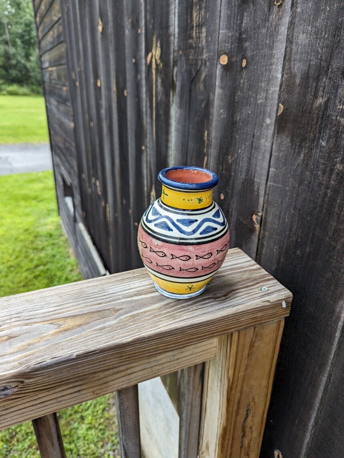 Moroccan Clay Pottery Hand Painted Vase