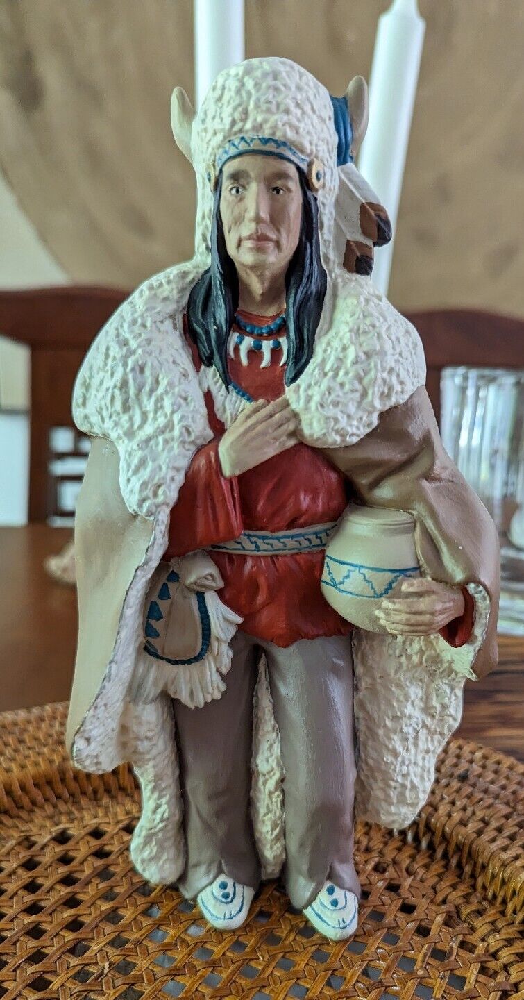 North America Native American Ceramic Figure Clad In Winter Attire