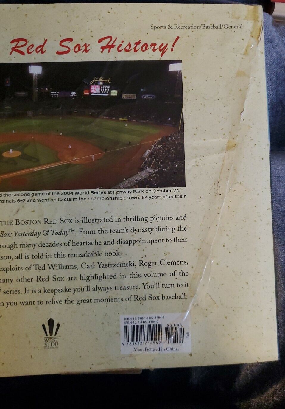 BOSTON RED SOX BOOK  YESTERDAY & TODAY BOOK RUTH WILLIAMS CLEMENS VAUGHN NEW