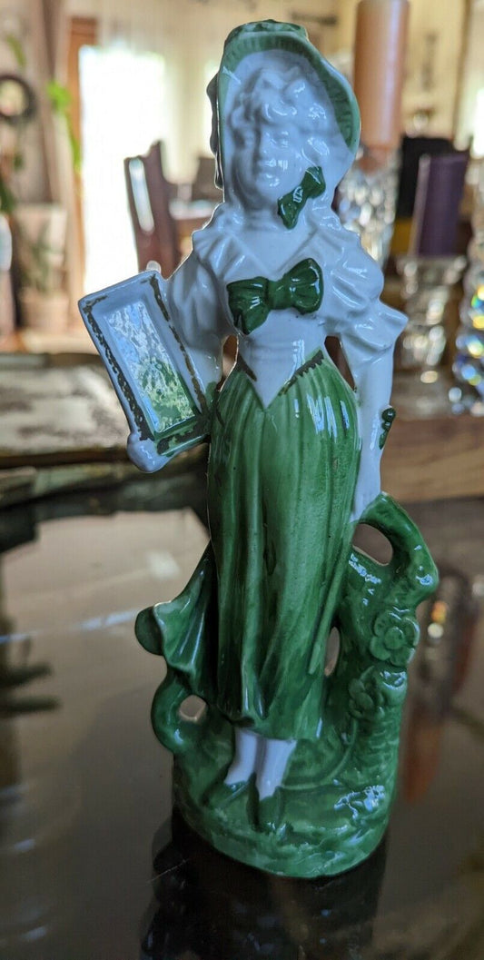 Vintage School Teacher Green Lady Porcelain Figurine Marked 3258