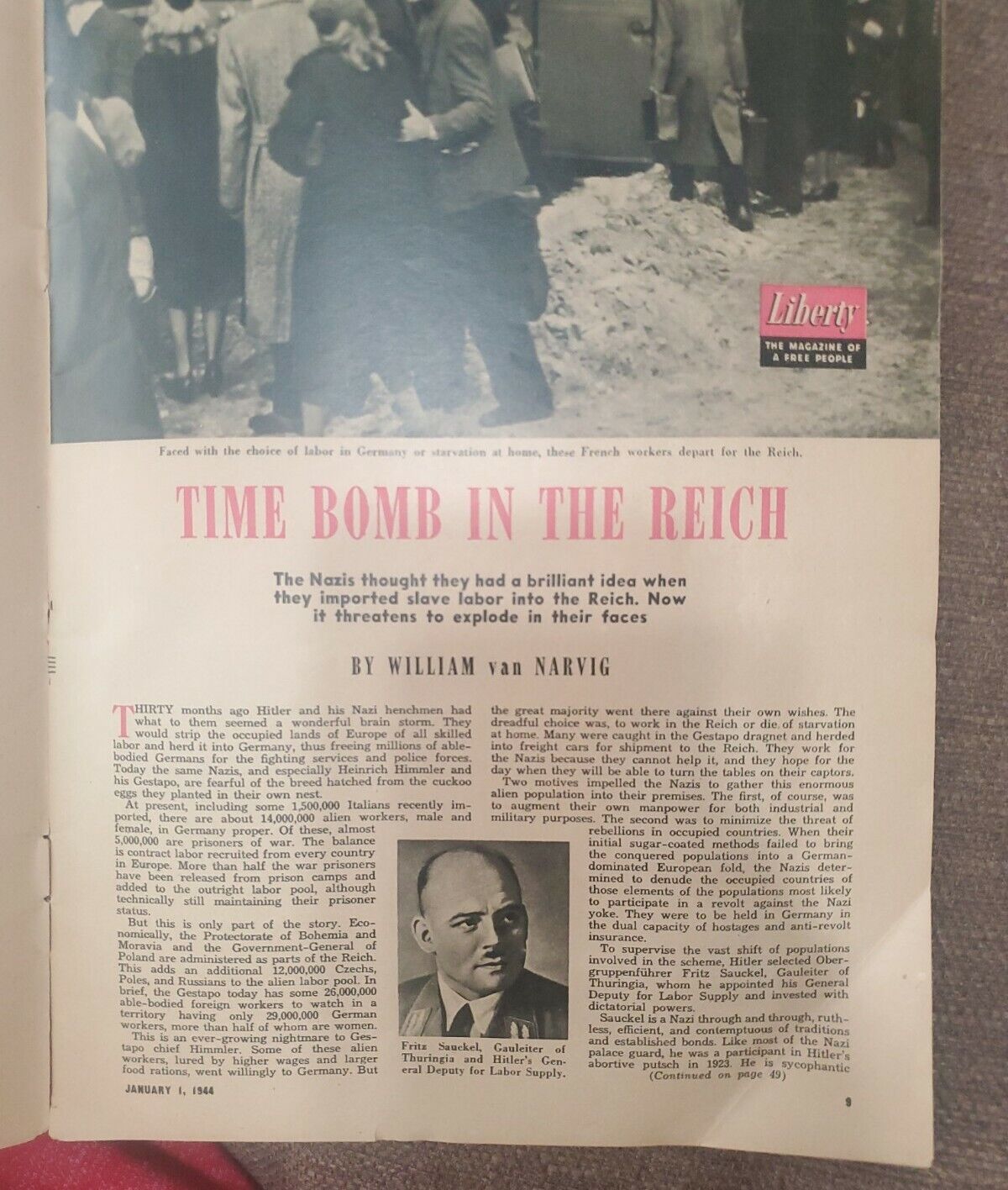 Liberty Magazine Jan 1, 1944 Jim Kjelgaard, Income Tax, Nazi Slave Labor, Lassie