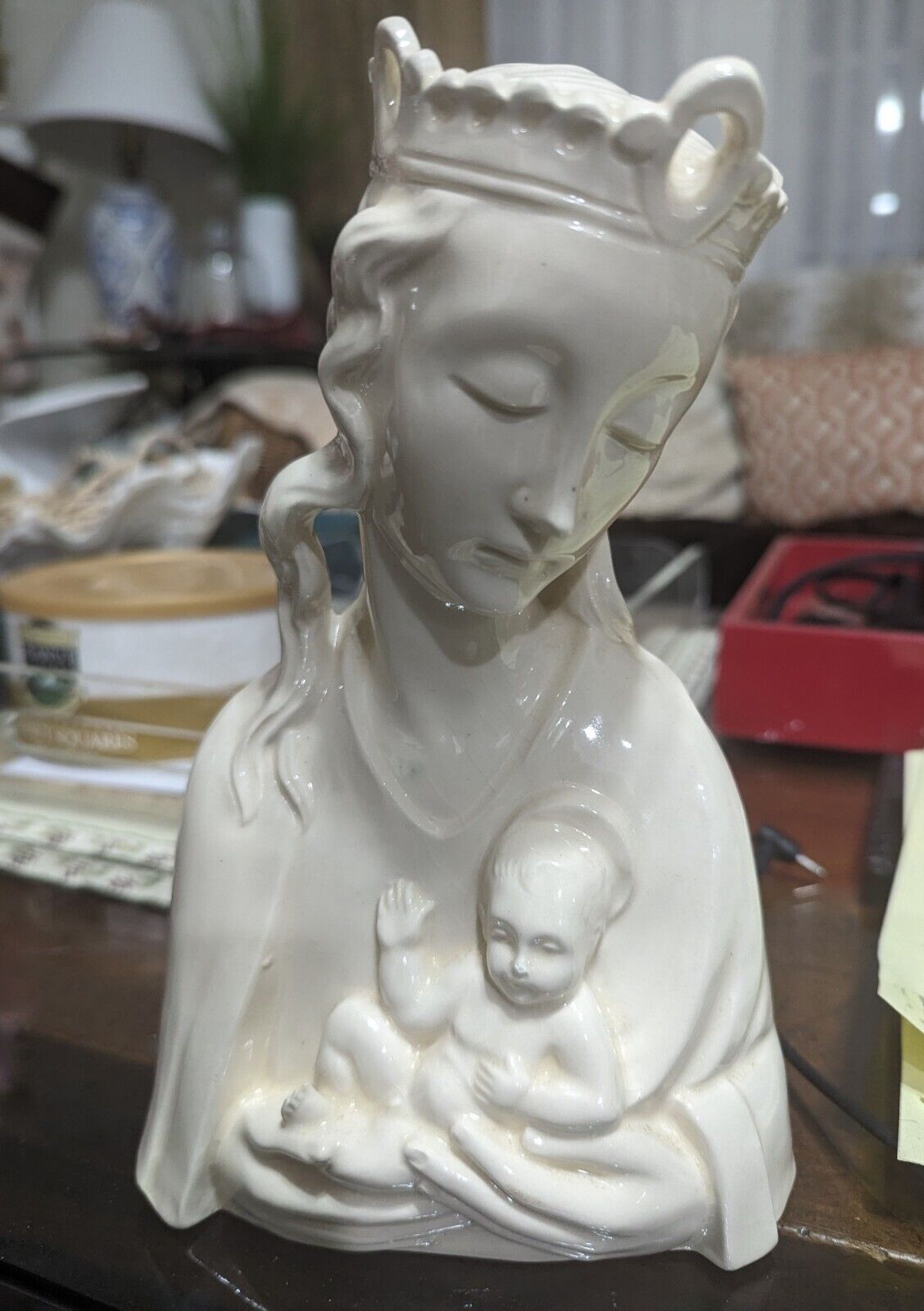 ART DECO BOHEMIA VIRGIN MARY WITH BABY JESUS SCULPTURE  IDA