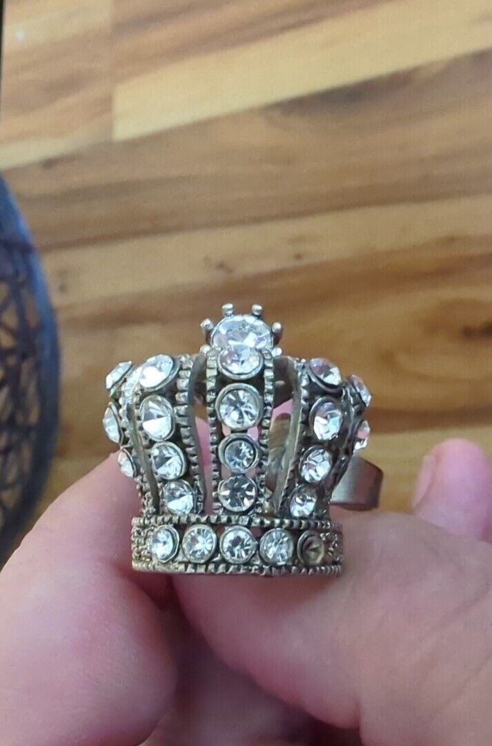 Vintage Royal Crown Ring Size 7 Rhinestone