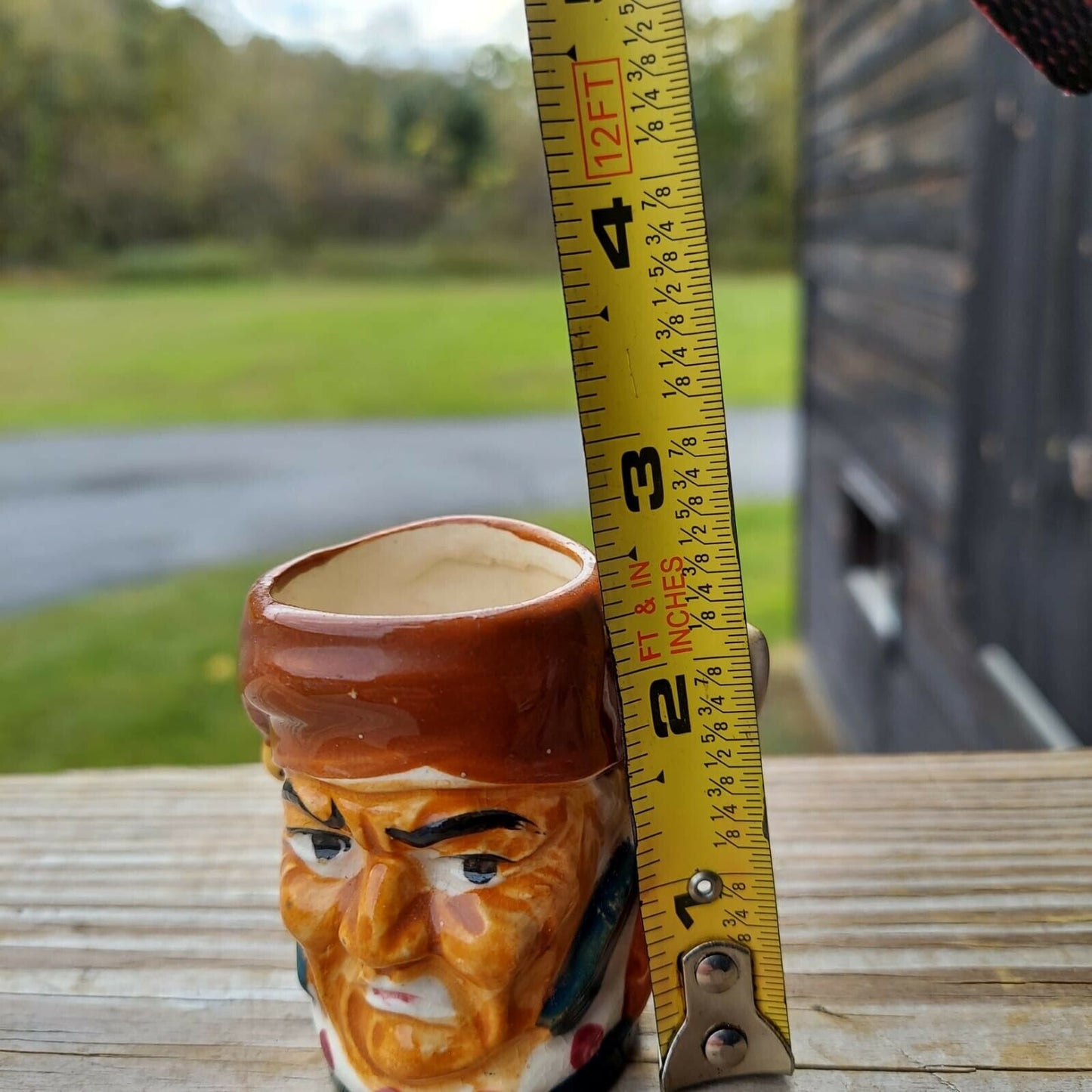 Vintage Ceramic Toby Mug Man W/Brown Nightcap Mini Mug W/Handle Made In Japan 3”